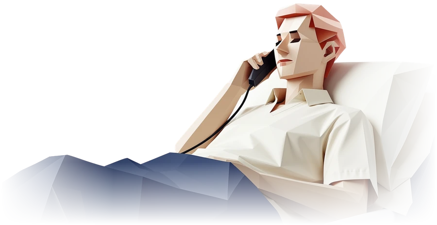 Telefonla ekiple görüşen hasta illüstrasyonu